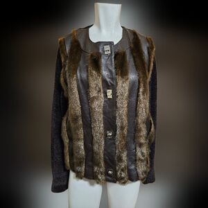 💙 61. Victoria Harbour Women's Size Small Real Leather Faux Fur Jacket